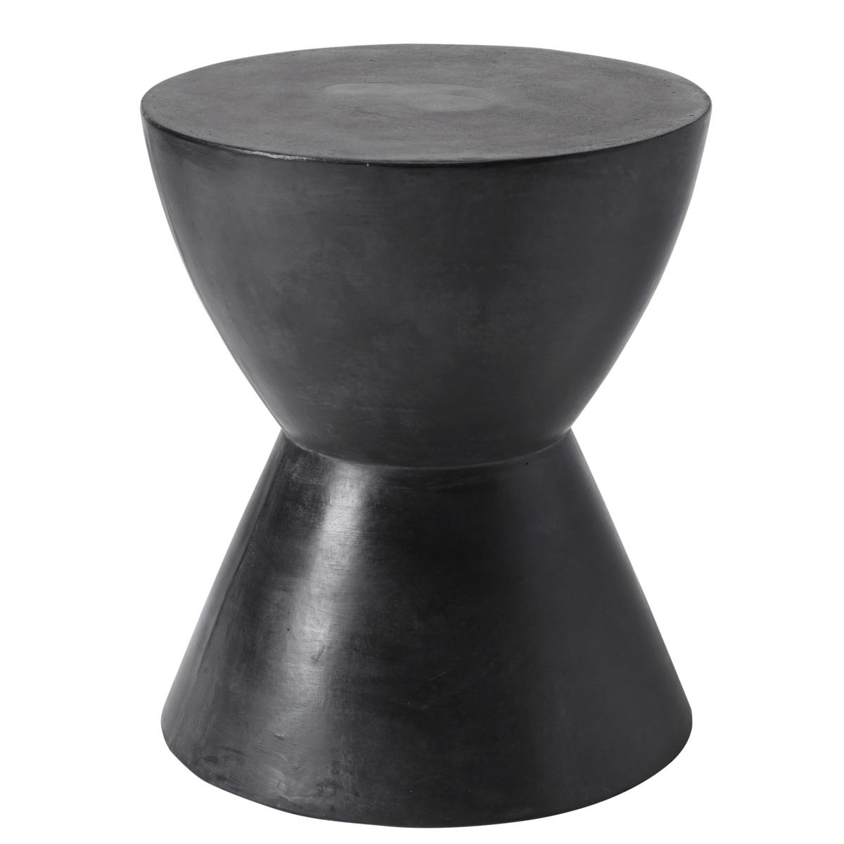 Sugi Industrial Loft Black Concrete Drum Outdoor Side End Table